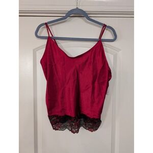 Lilac & London dark pink Satin Lace Trim Cami‎ Top Womens large NWTs romantic